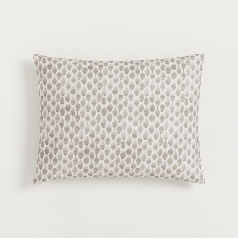 Organic Percale Stamped Dot Duvet, Standard Sham, Frost Gray - Image 0