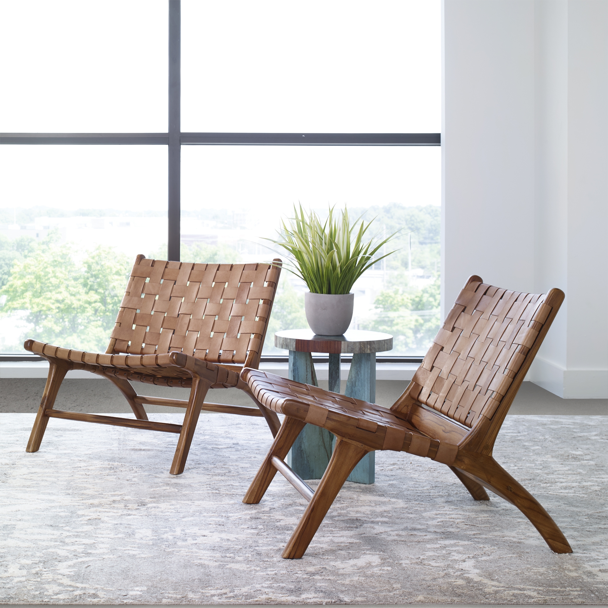Plait Woven Leather Accent Chair - Image 1