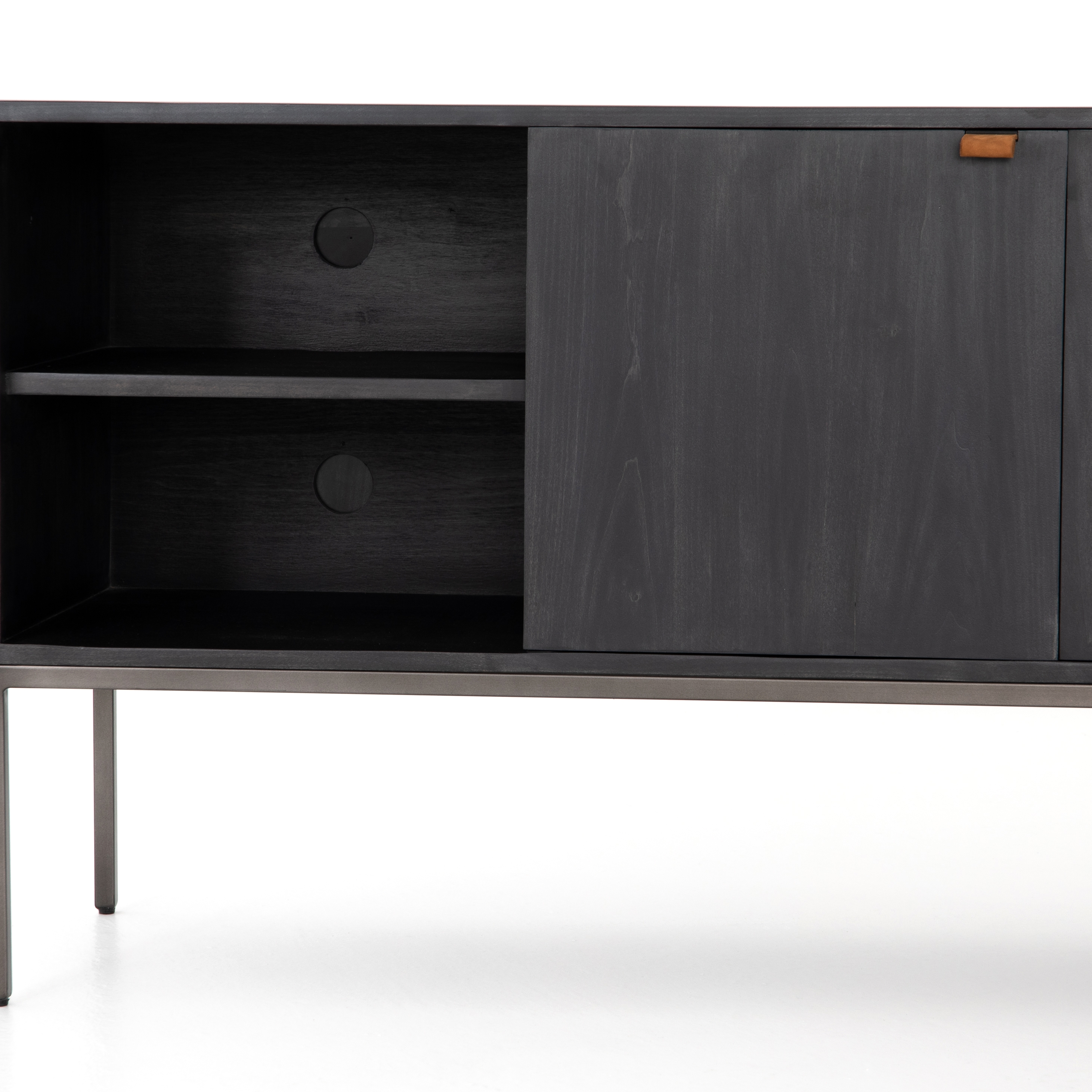 Trey Media Console-Black Wash Poplar - Image 11