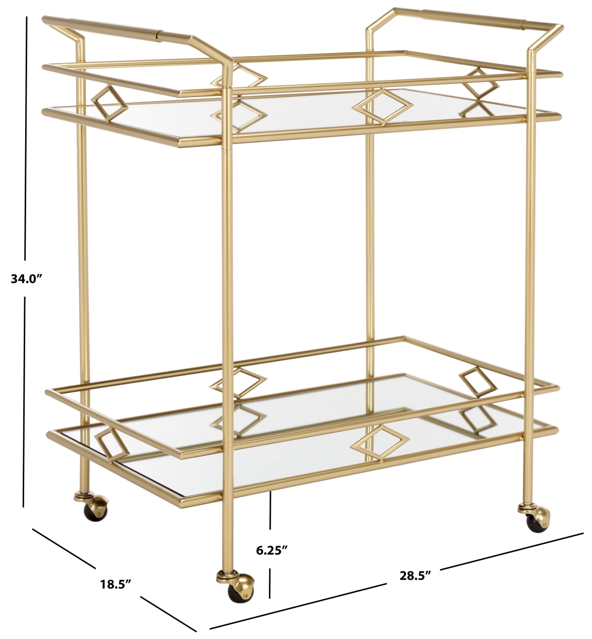 Elspeth 2 Tier Bar Cart - Gold / Mirror - Safavieh - Image 8