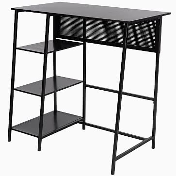 Modern Open Shelf Standing Desk,Wood,Black - Image 0