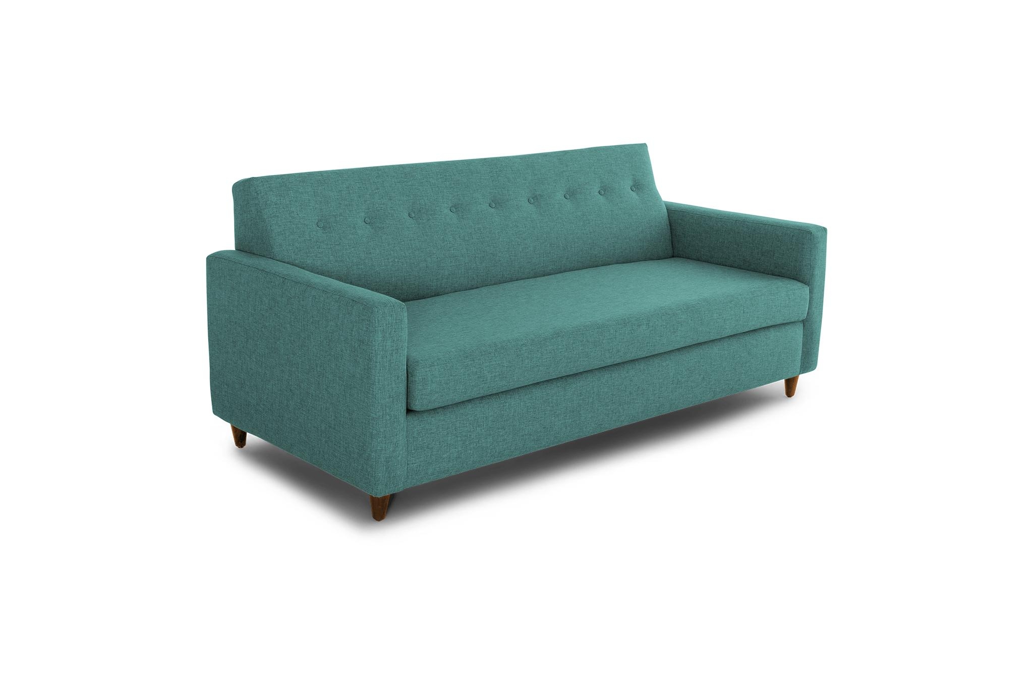 Green Korver Mid Century Modern Sleeper Sofa - Essence Aqua - Mocha - Image 2