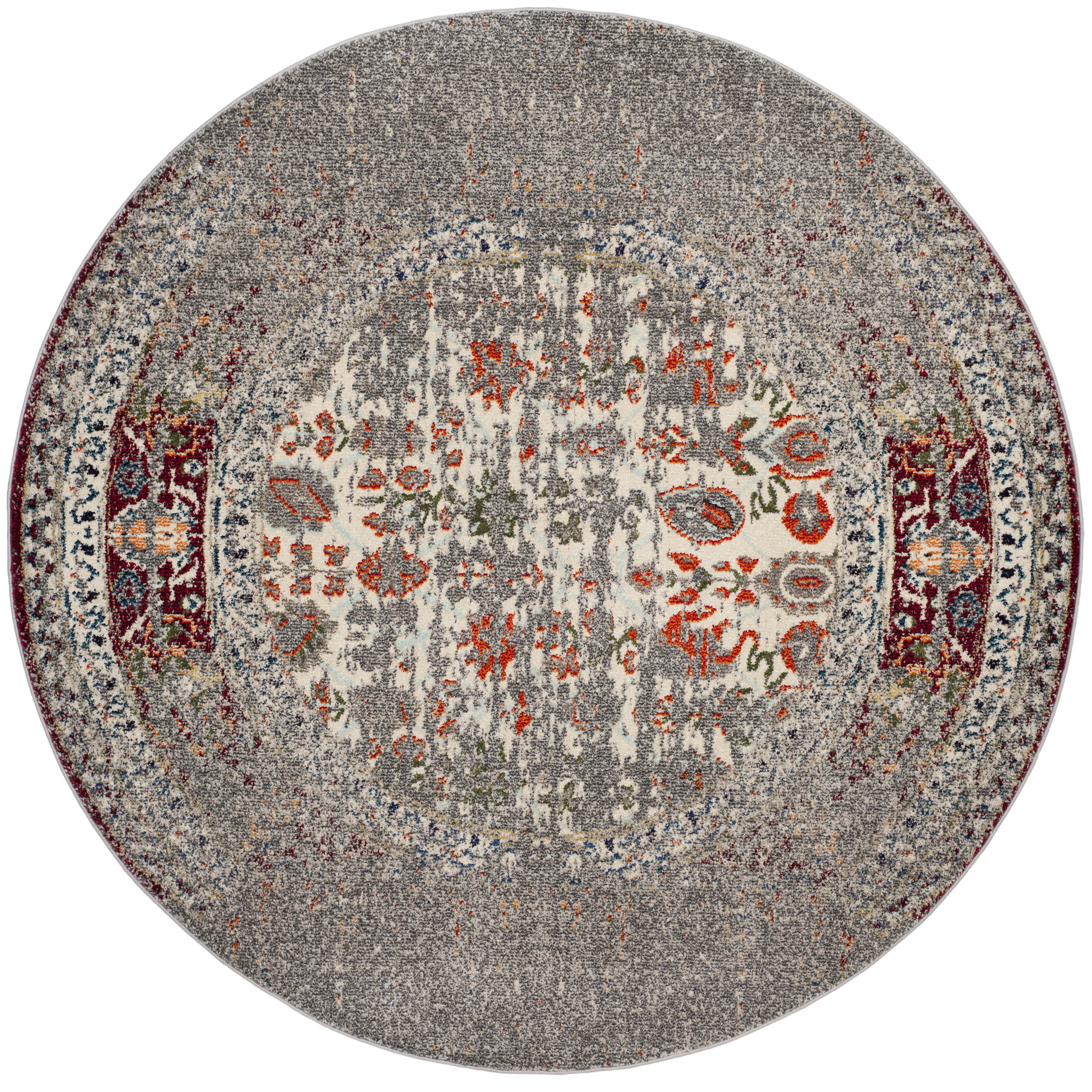 Arlo Home Woven Area Rug, MNC208T, Grey/Ivory,  6' 7" X 6' 7" Round - Image 0