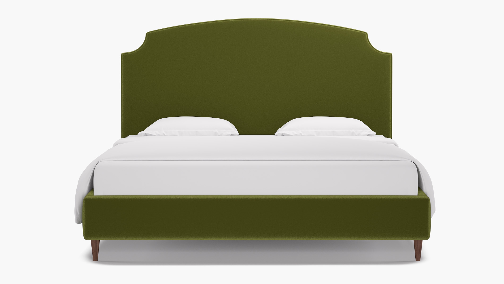 Cove Bed, Sage Performance Velvet, Walnut Square Tapered Leg, King - Image 0