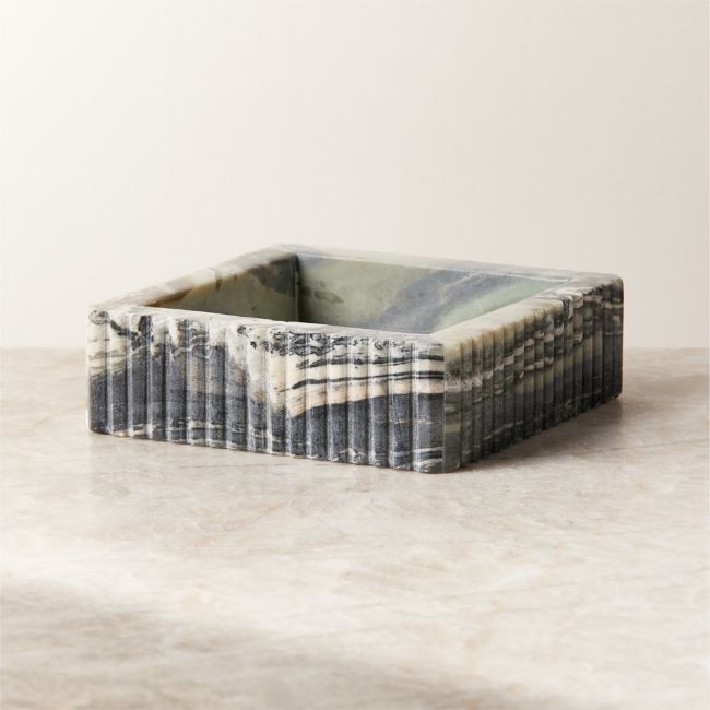 Luke Jade Marble Ribbed Catchall Dish - Image 0
