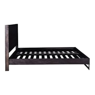Solid Mango Wood & Steel Bed,Wood,charcoal,queen - Image 2
