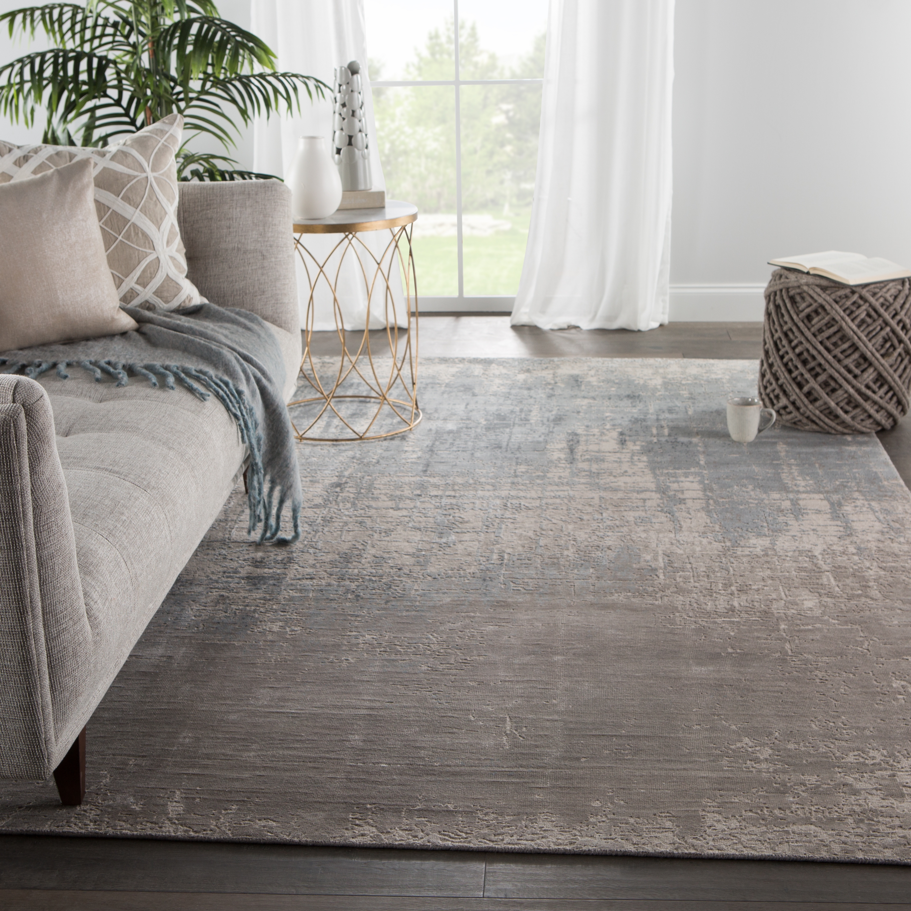 Parvat Hand-Knotted Abstract Gray/ Taupe Area Rug (10'X14') - Image 4