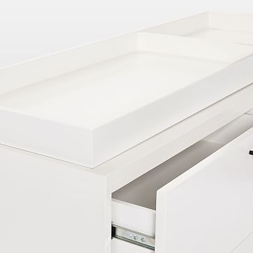 Modern 6-Drawer Changing Table And Topper, White/Pecan, WE Kids - Image 3
