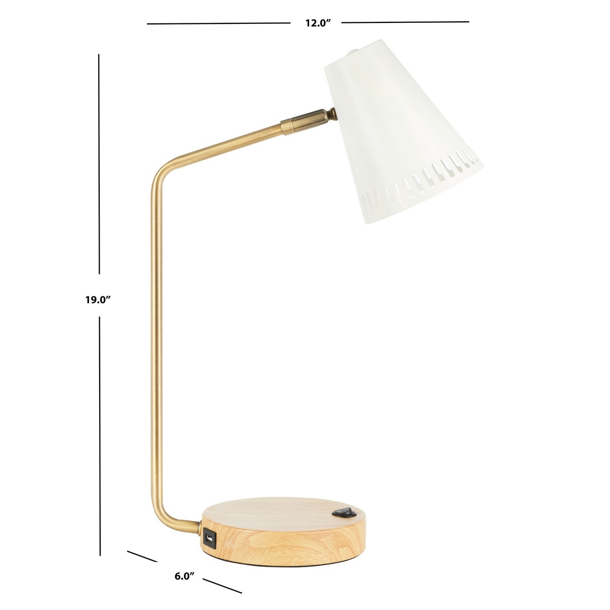 Veda Task 19" Table Lamp - Gold/White - Image 5