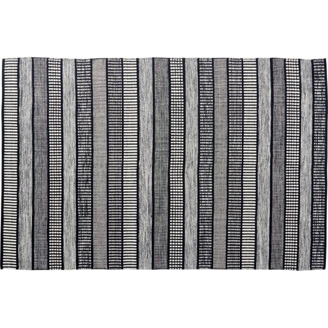 Sloane Handloom Black and White Striped Rug 6'x9' - Image 0