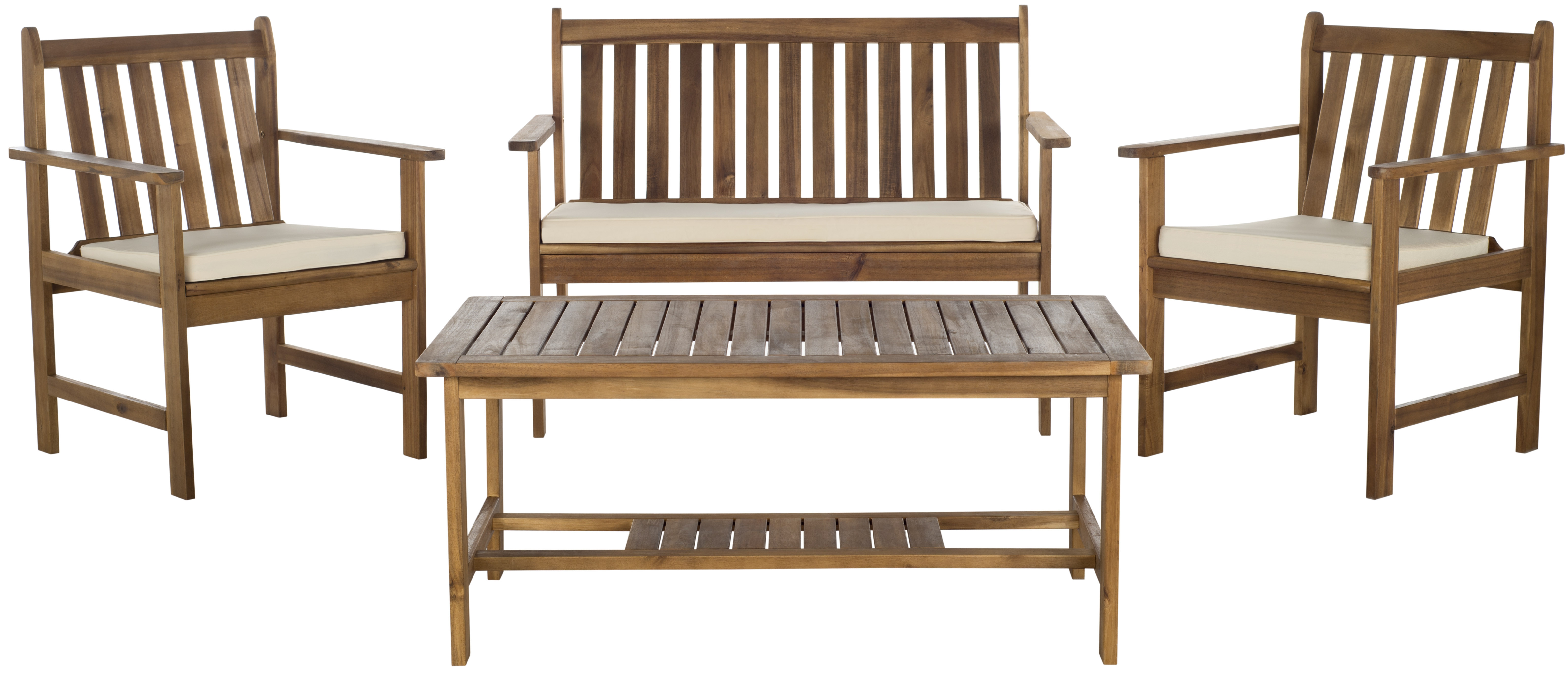 Burbank 4 Piece Outdoor Set - Natural/Beige - Safavieh - Image 0