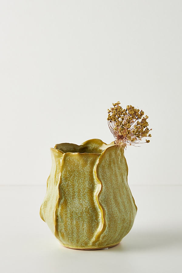 Eden Vase By Anthropologie in Yellow Size S - Image 0