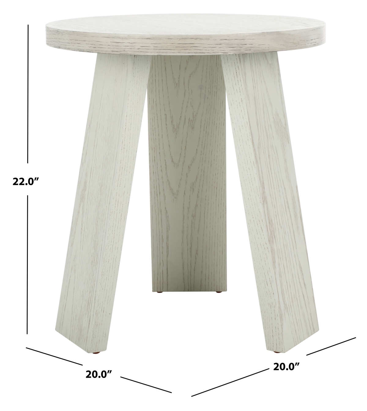 Julianna Wood Accent Table - White Washed - Image 5