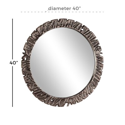 Large Round Wall Mirror With Textured Gunmetal Frame, 40" X 40" - Image 0