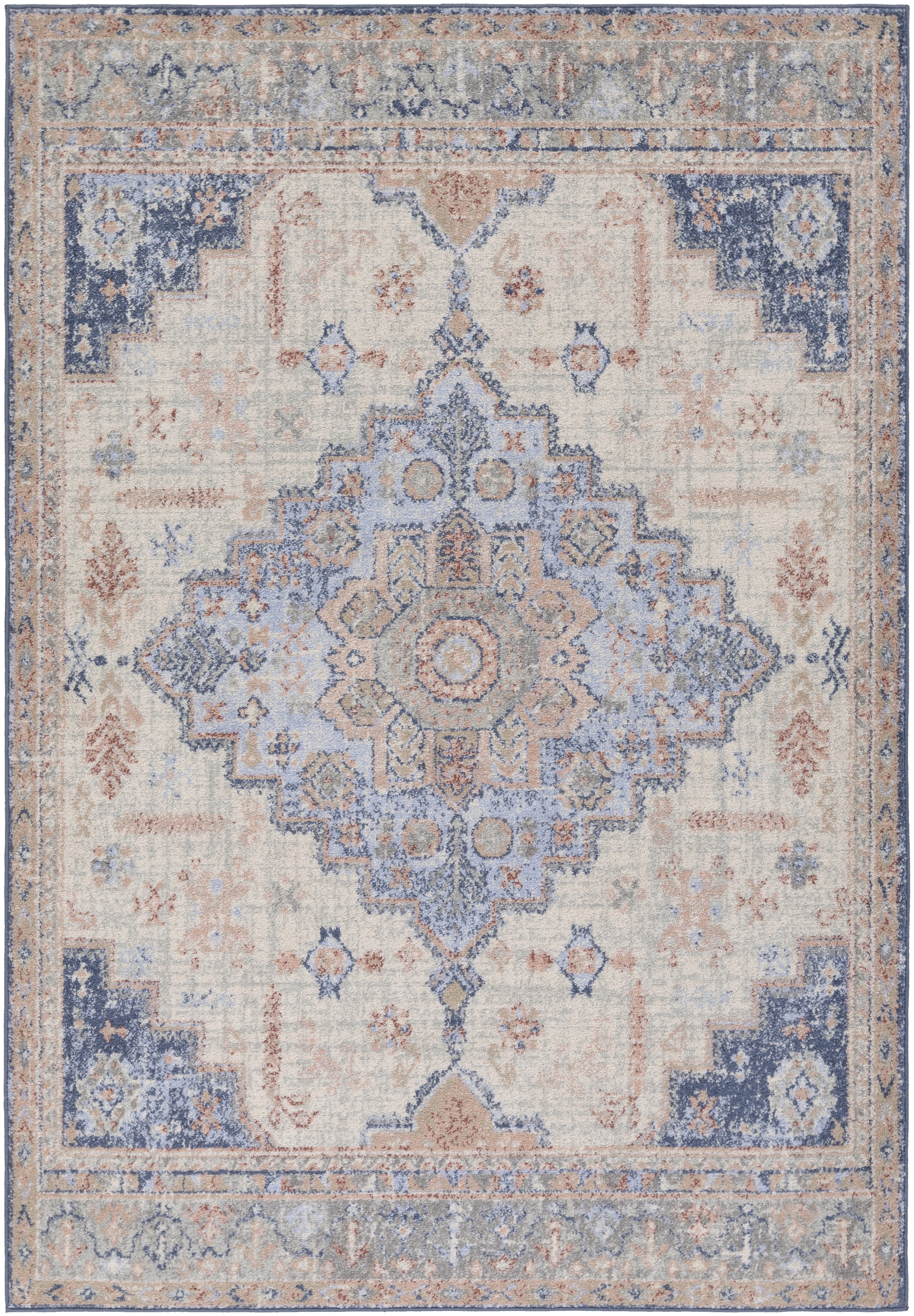 Murat Blue Indoor 6'7" x 9' Machine Woven Rug - Image 0