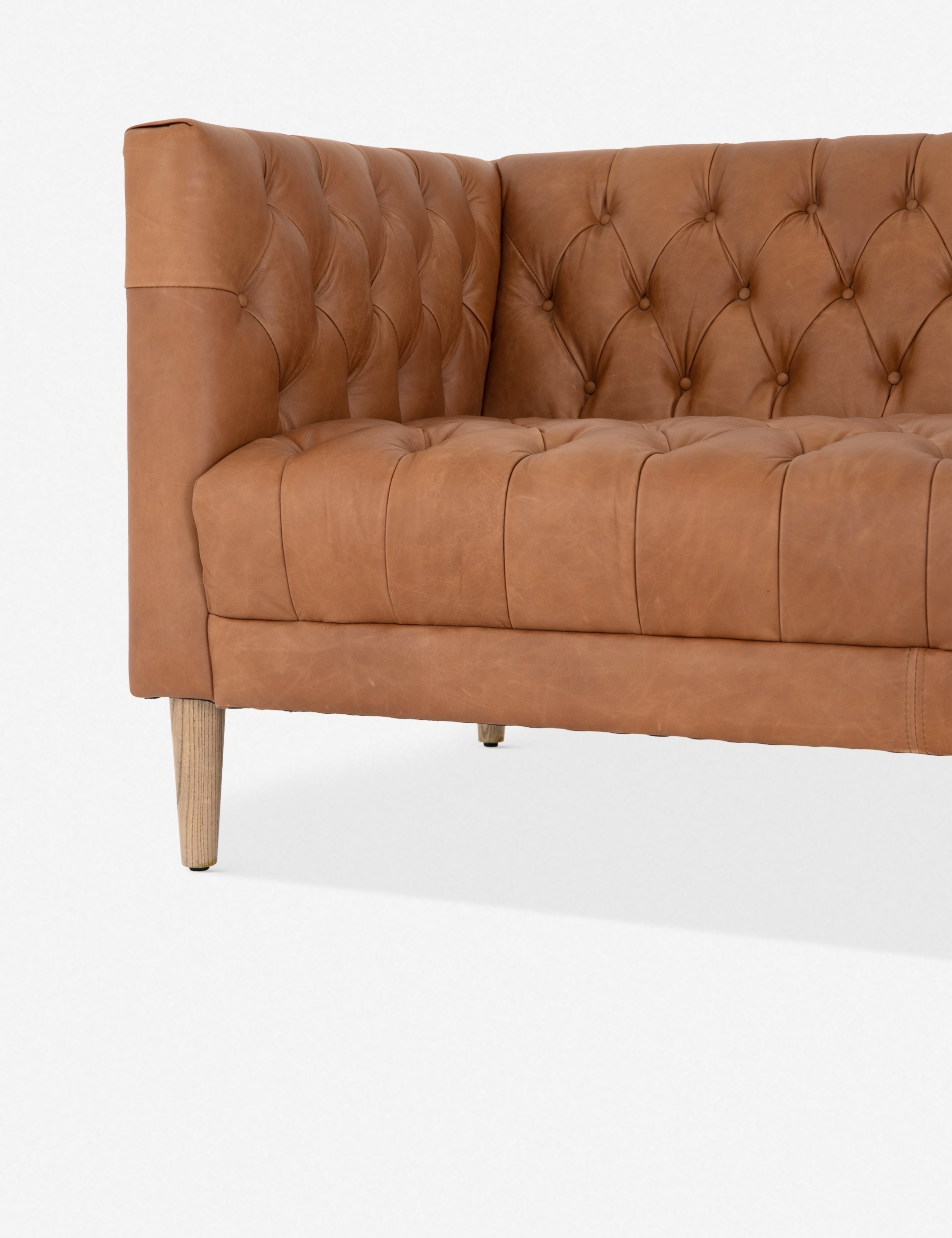 Breanne Leather Sofa, Camel, Small - Image 4