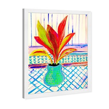 Oliver Gal Hot Red Leaves Framed Art, Green - Image 1