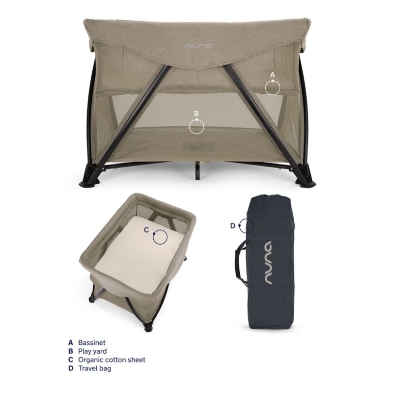 Nuna ® SENA aire ® Hazelwood Light Brown Playard and Travel Crib - Image 9