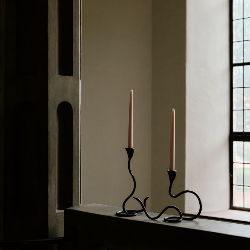 Sacré Small Black Metal Taper Candle Holder by Athena Calderone - Image 1