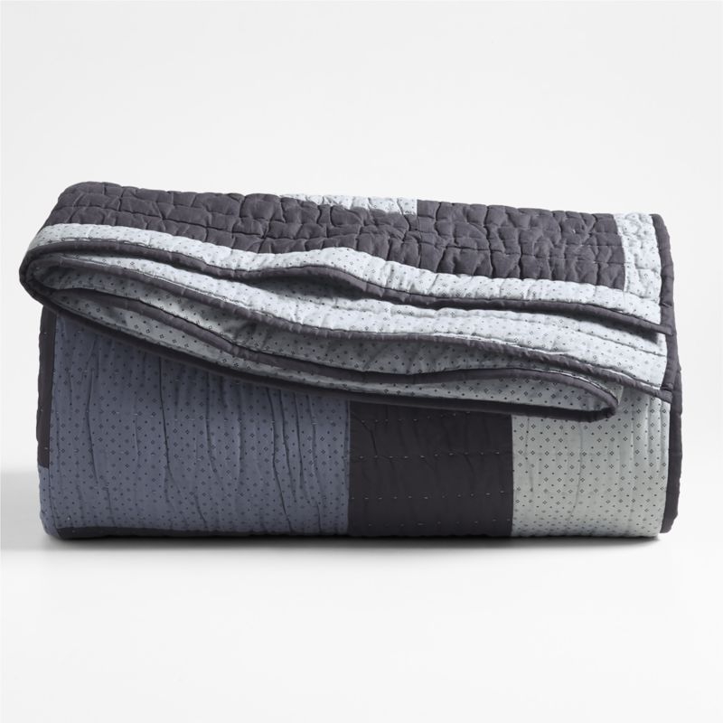 Gee's Bend Organic Cotton Midnight Navy Checkerboard Quilted Standard Bed Pillow Sham - Image 1