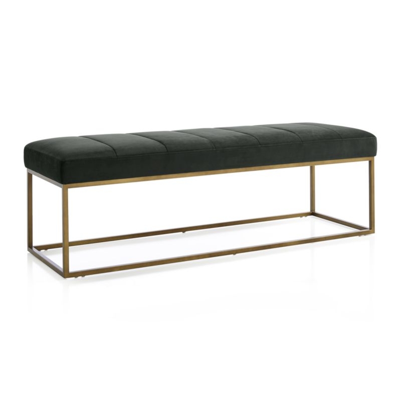 Channel Charcoal Velvet Bench with Brass Base - Image 4