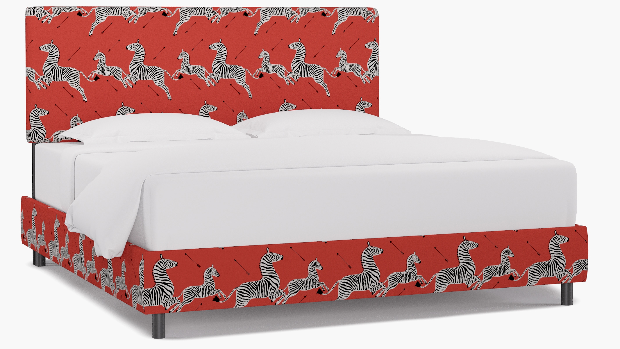 Square Back Bed, Coral Zebra, King - Image 1
