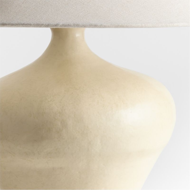 Briller Ivory Ceramic Table Lamp with Linen Shade by Athena Calderone 21.55" - Image 4