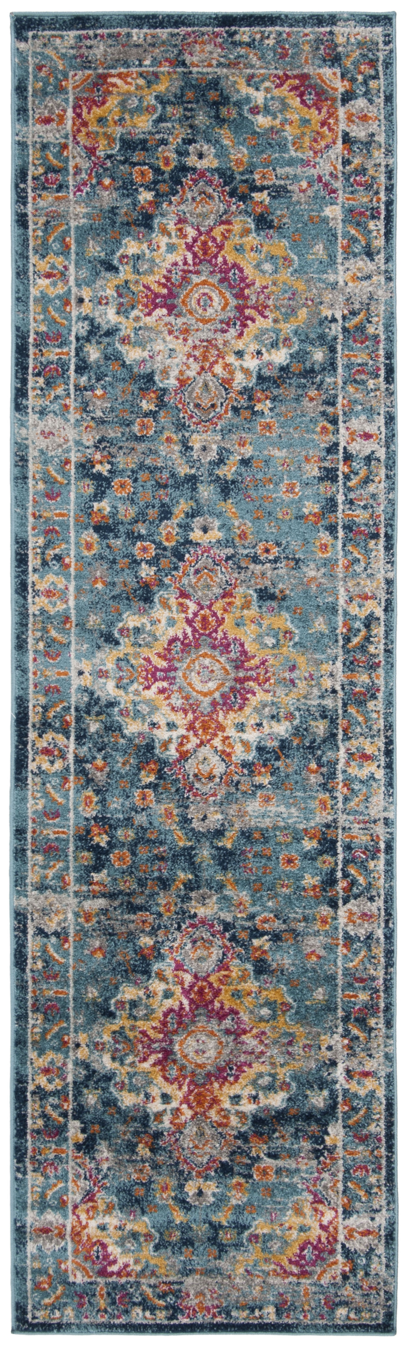 Arlo Home Woven Area Rug, MAD154L, Teal/Fuchsia,  2' 3" X 8' - Image 0