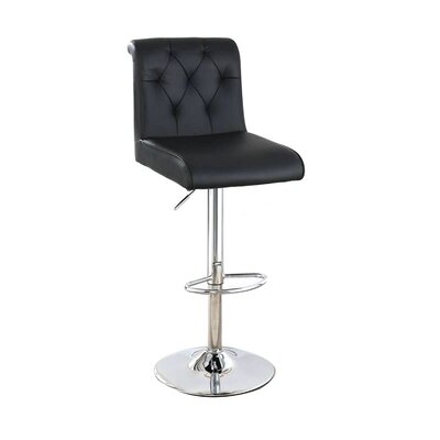 Adjustable Barstool With Rolled Button Tufted Back, Set Of 2, Brown - Image 0