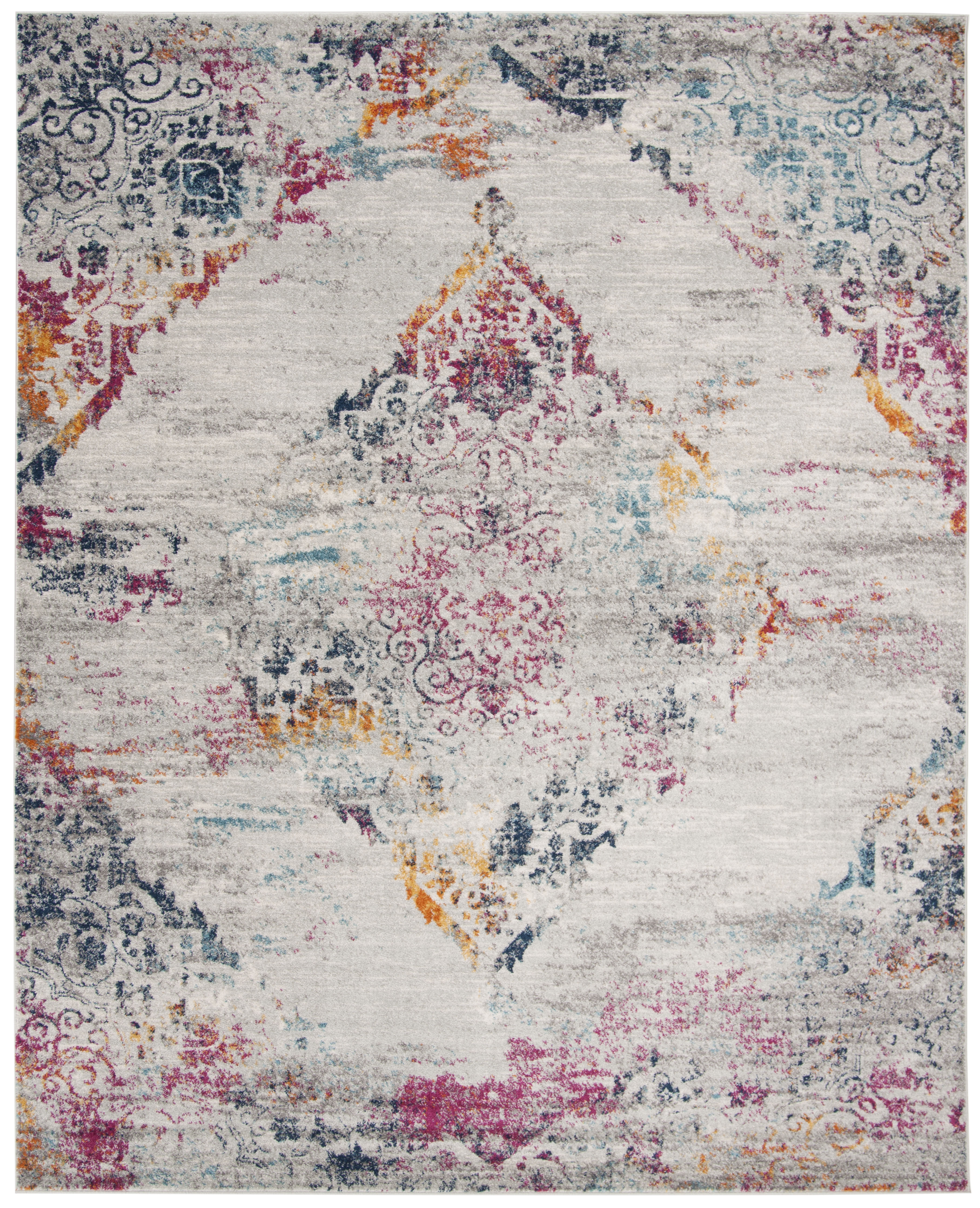 Arlo Home Woven Area Rug, MAD157R, Light Grey/Fuchsia,  4' X 6' - Image 0