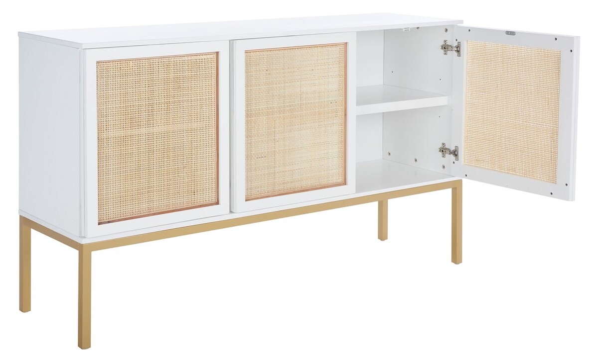 Zadie 2 Shelf Rattan Sideboard - White/Natural  - Safavieh - Image 7