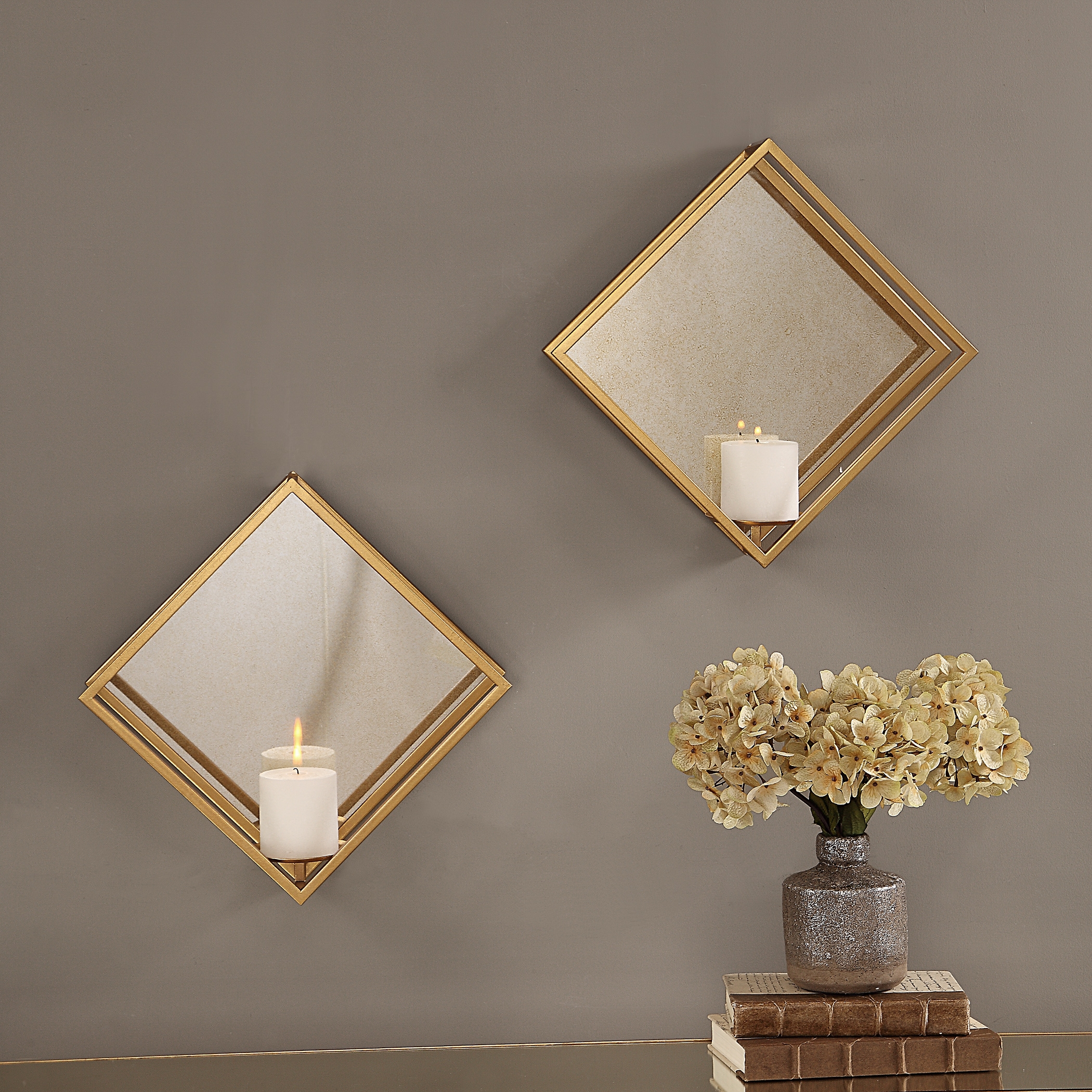 Zulia Gold Candle Sconces, S/2 - Image 0