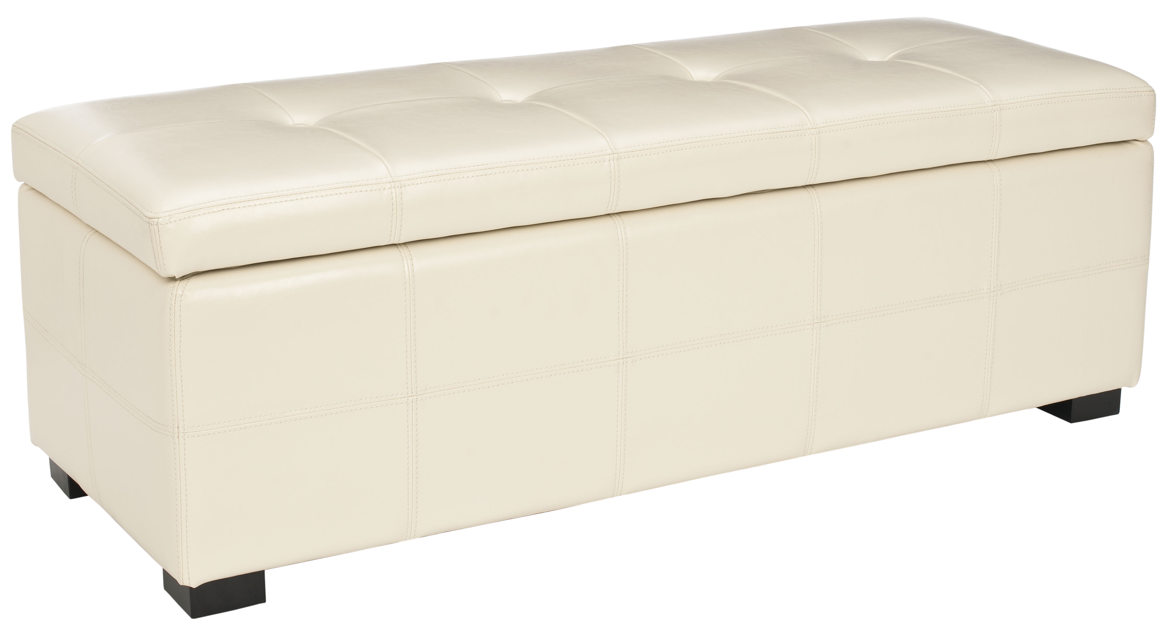 Maiden Tufted Storage Bench Lg - Flat Cream/Black - Safavieh - Image 0