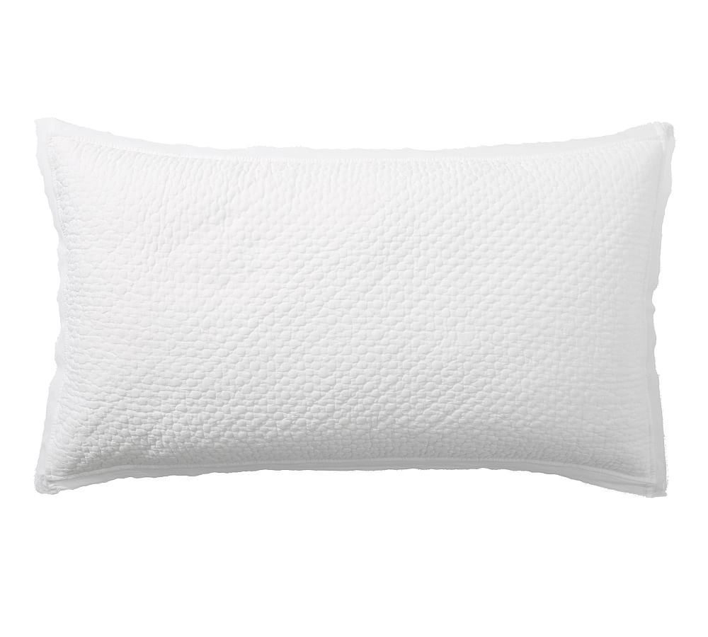 White Cotton Handcrafted Melange Quilted Sham, King - Image 0