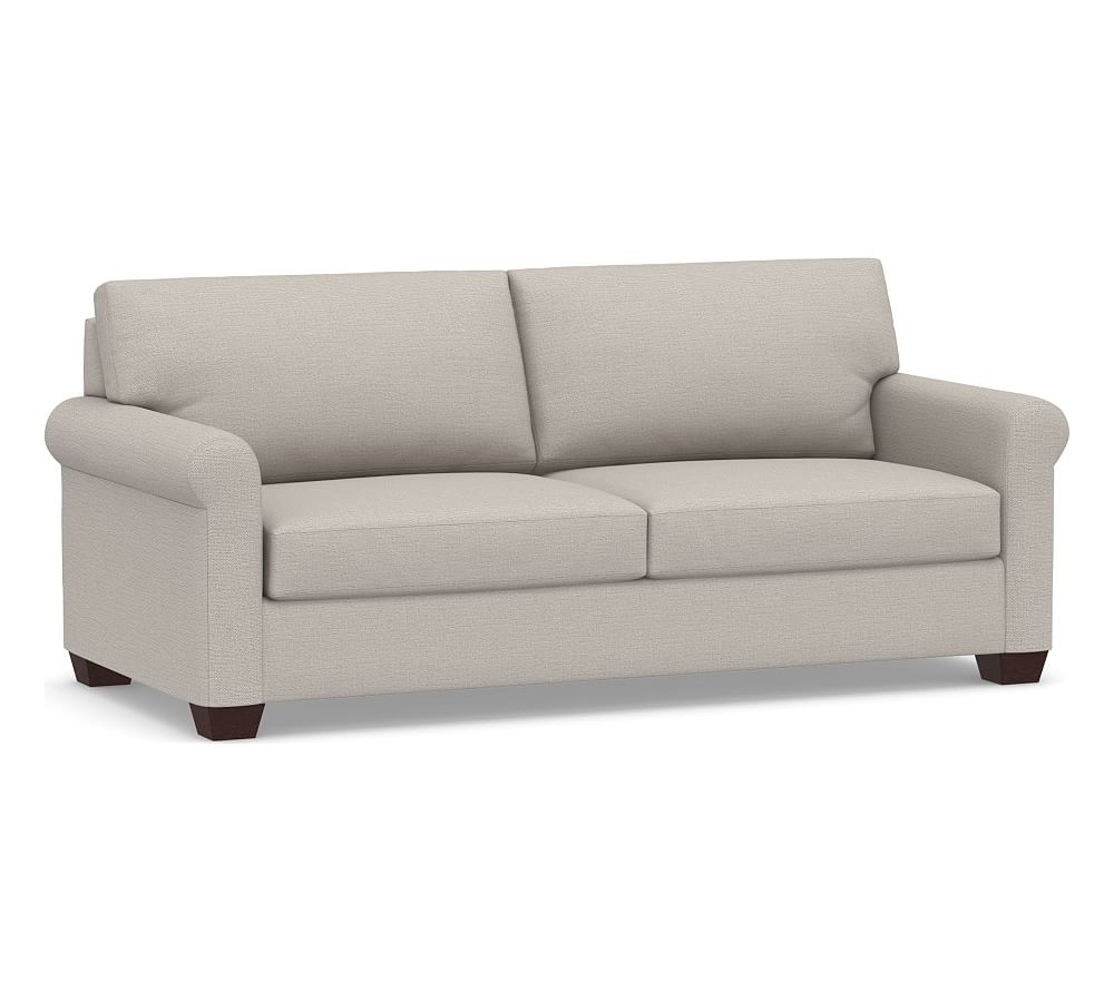 York Roll Arm Upholstered Sofa, Down Blend Wrapped Cushions, Chunky Basketweave Stone - Image 0