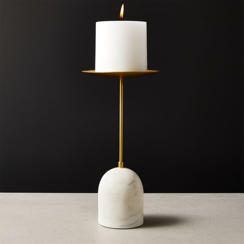 Numa Marble & Brass Candle Stands, Set of 2 - Image 1