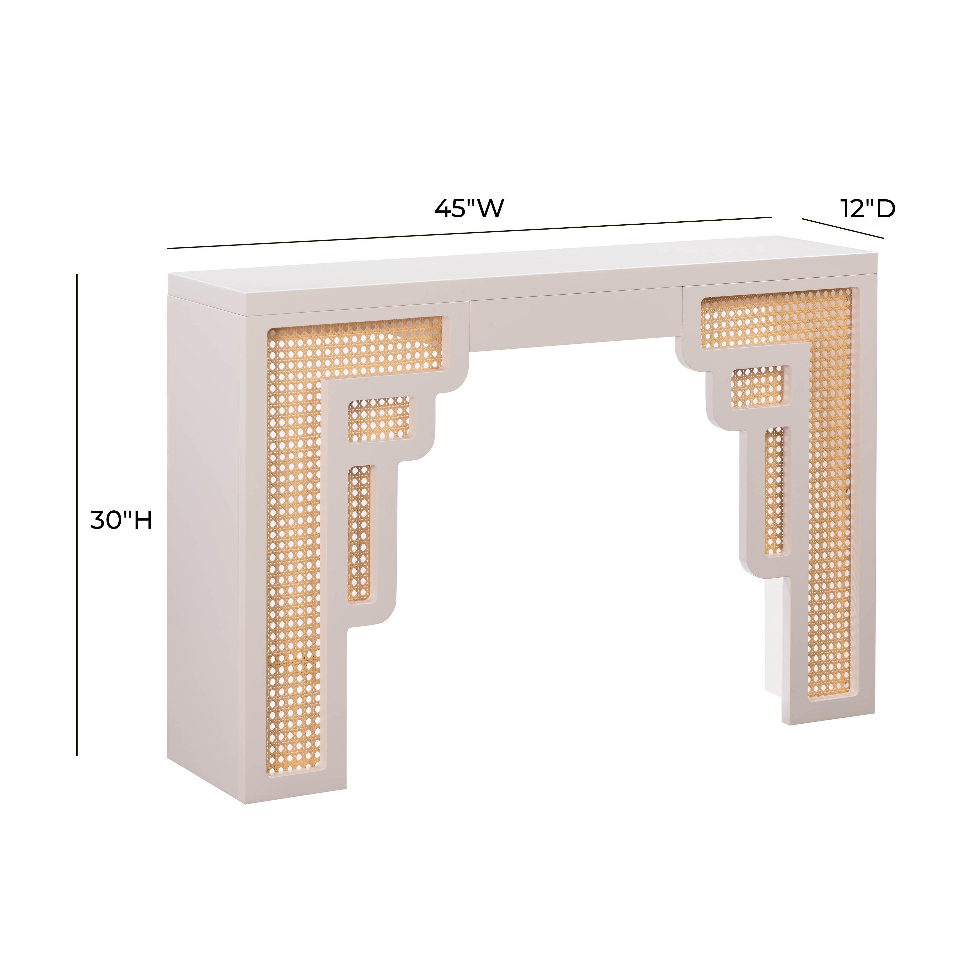 Suzie Cream & Rattan Console Table - Image 4