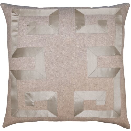 Square Feathers Empire Linen Feathers Geometric Throw Pillow Cover & Insert - Image 0