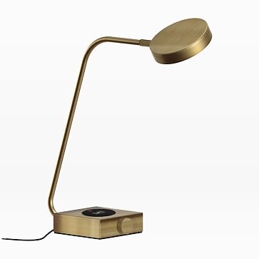 Industrial Metal LED Charging Task Lamp, Brass - Image 2