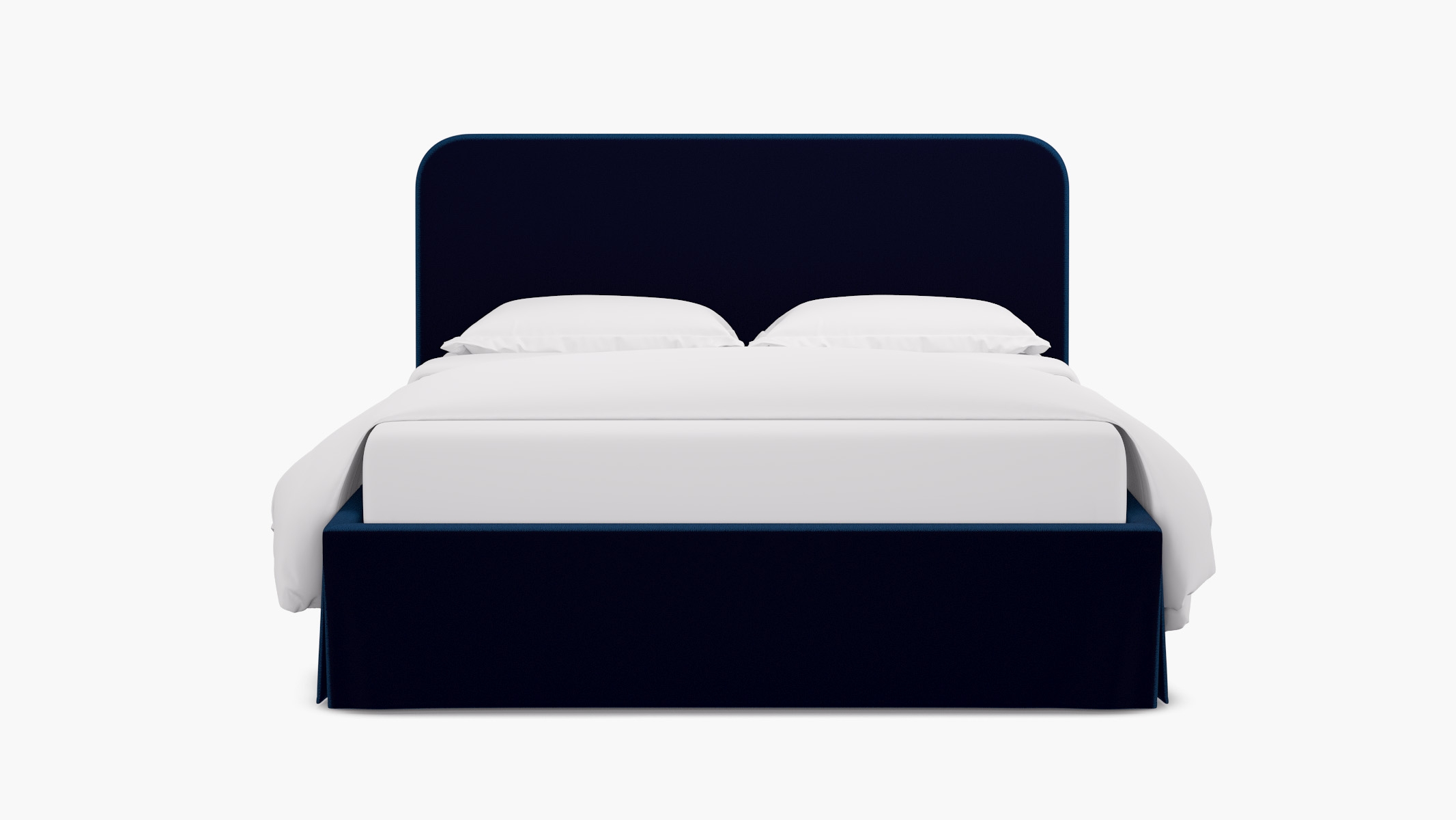 Skirted Platform Bed, Cobalt Performance Plush Velvet, Queen - Image 0