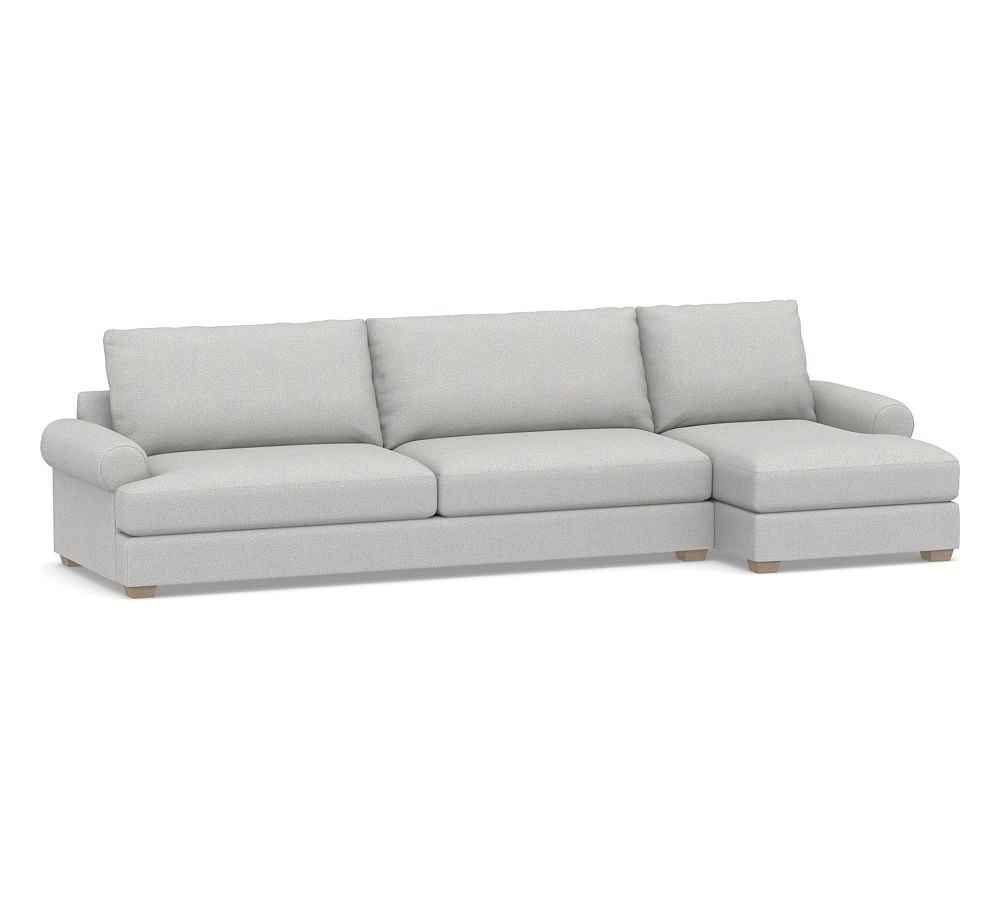 Canyon Roll Arm Upholstered Left Arm Sofa with Chaise Sectional, Down Blend Wrapped Cushions, Park Weave Ash - Image 0