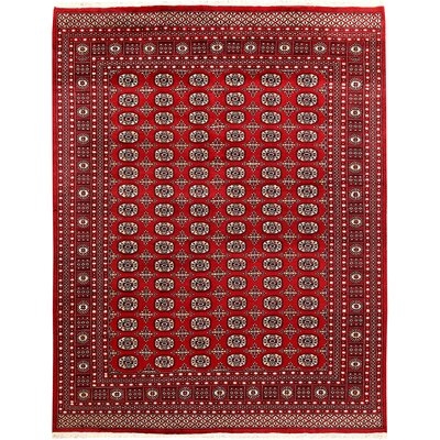 One-of-a-Kind Birtie Hand-Knotted New Age Bokhara Firebrick 7'10" x 9'11" Wool Area Rug - Image 0