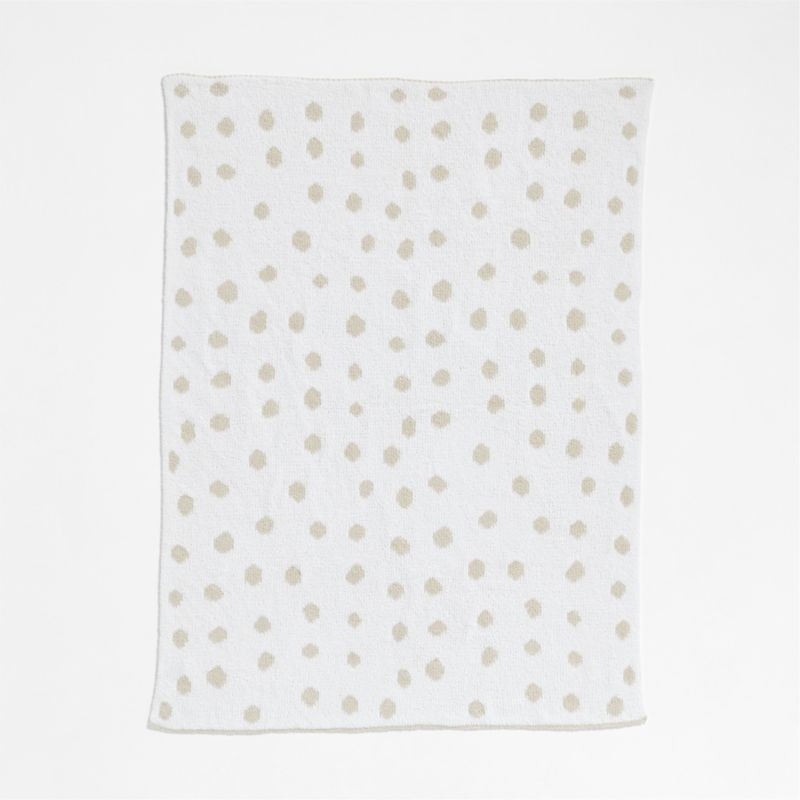 Reversible Stone Tan Chenille Dot Baby Stroller Blanket - Image 3