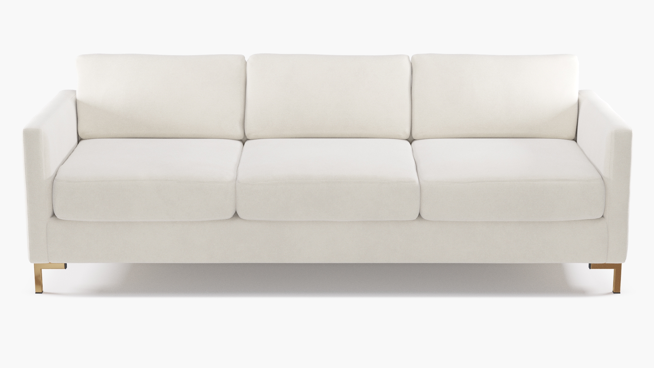 Modern Sofa, White Classic Velvet, Brass - Image 0