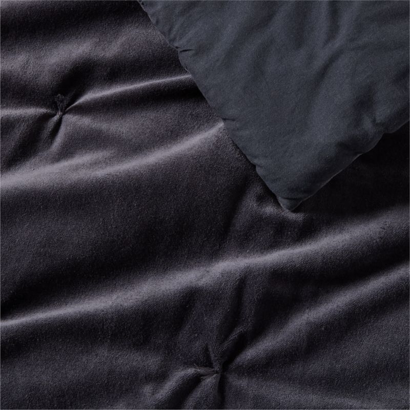 Organic Cotton Linen Velvet Midnight Navy Blue Full/Queen Quilt - Image 3