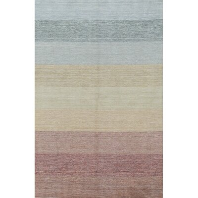 Gabbeh Striped Hand-Knotted Wool Pink Area Rug - Image 0