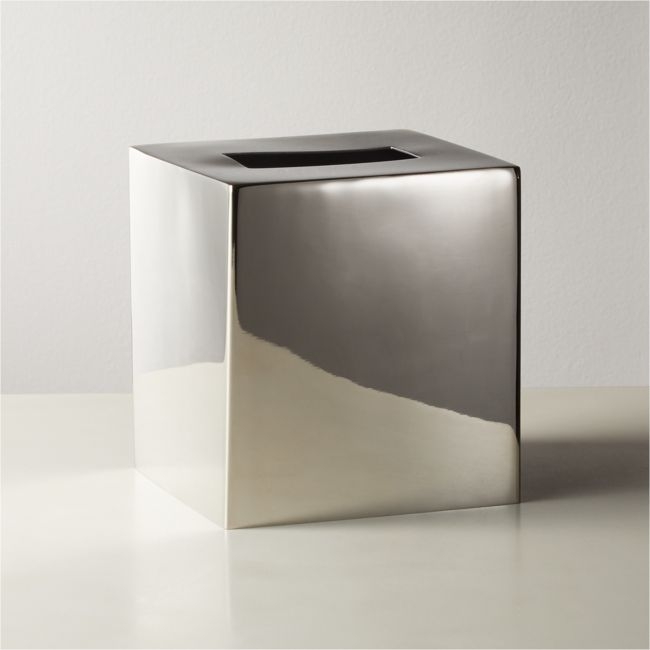 Elton Polished Stainless Steel Tissue Box Cover - Image 0