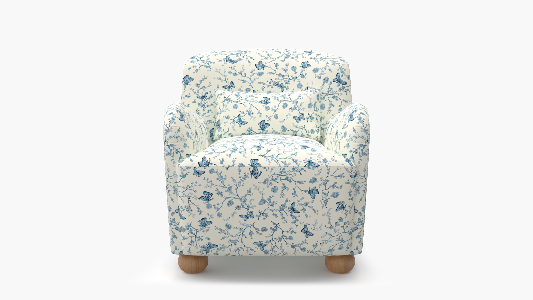 Club Chair, Delft Mariposa, Natural Bun Foot - Image 0