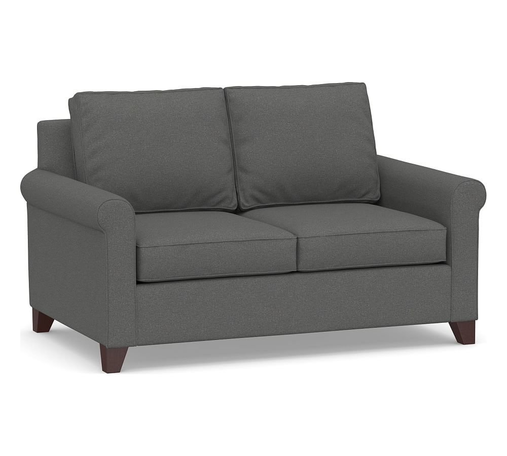 Cameron Roll Arm Upholstered Deep Seat Loveseat 2-Seater 62", Polyester Wrapped Cushions, Park Weave Charcoal - Image 0