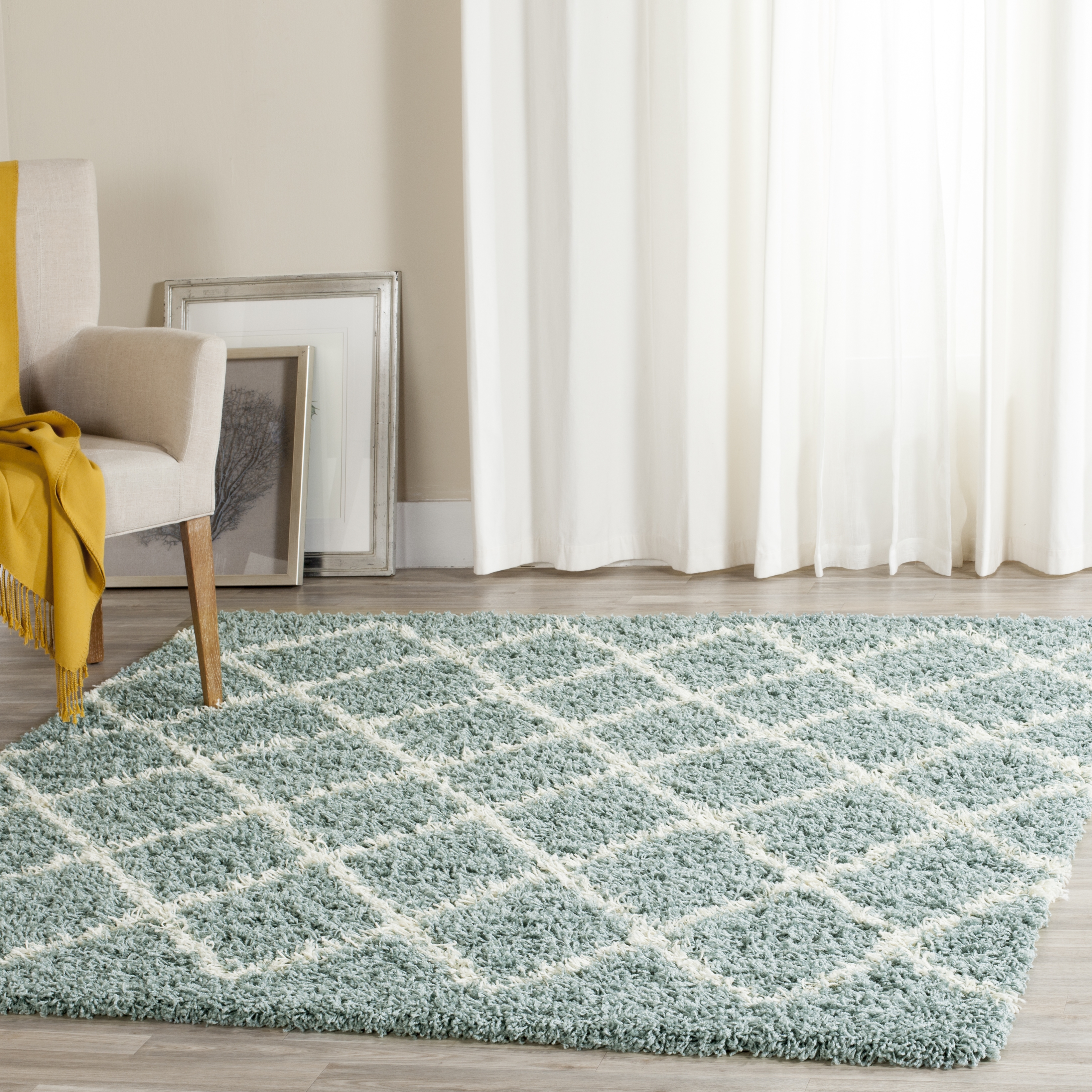 Arlo Home Woven Area Rug, SGD258C, Seafoam/Ivory,  6' X 6' Square - Image 1